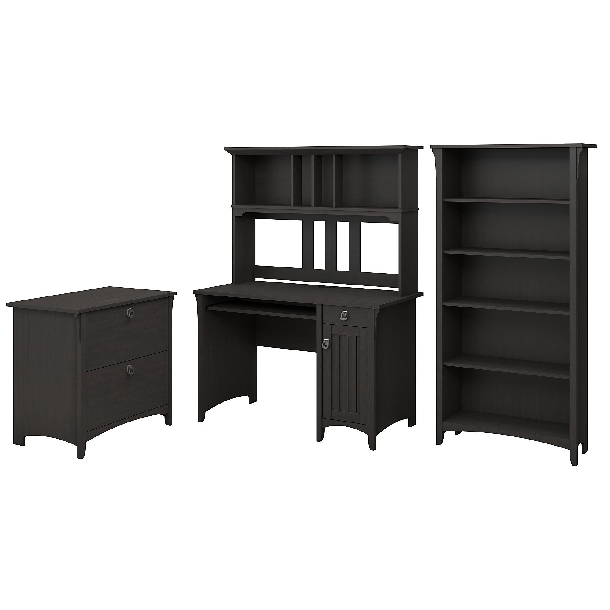 【Furniture】Bush Furniture Salinas Mission Desk with Hutch, Lateral File Cabinet and 5 Shelf Bookcase